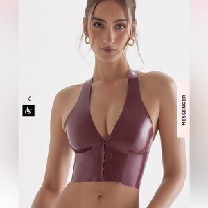 House of CB - Ariadne Merlot Latex Halter Top